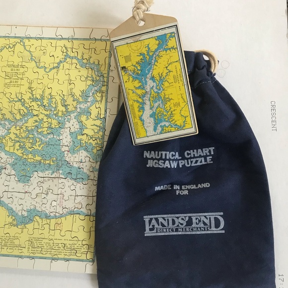 Chesapeake Bay MD Chart Map Wood Jigsaw Puzzle Lands End in bag Complete 308 Pc - Picture 2 of 8